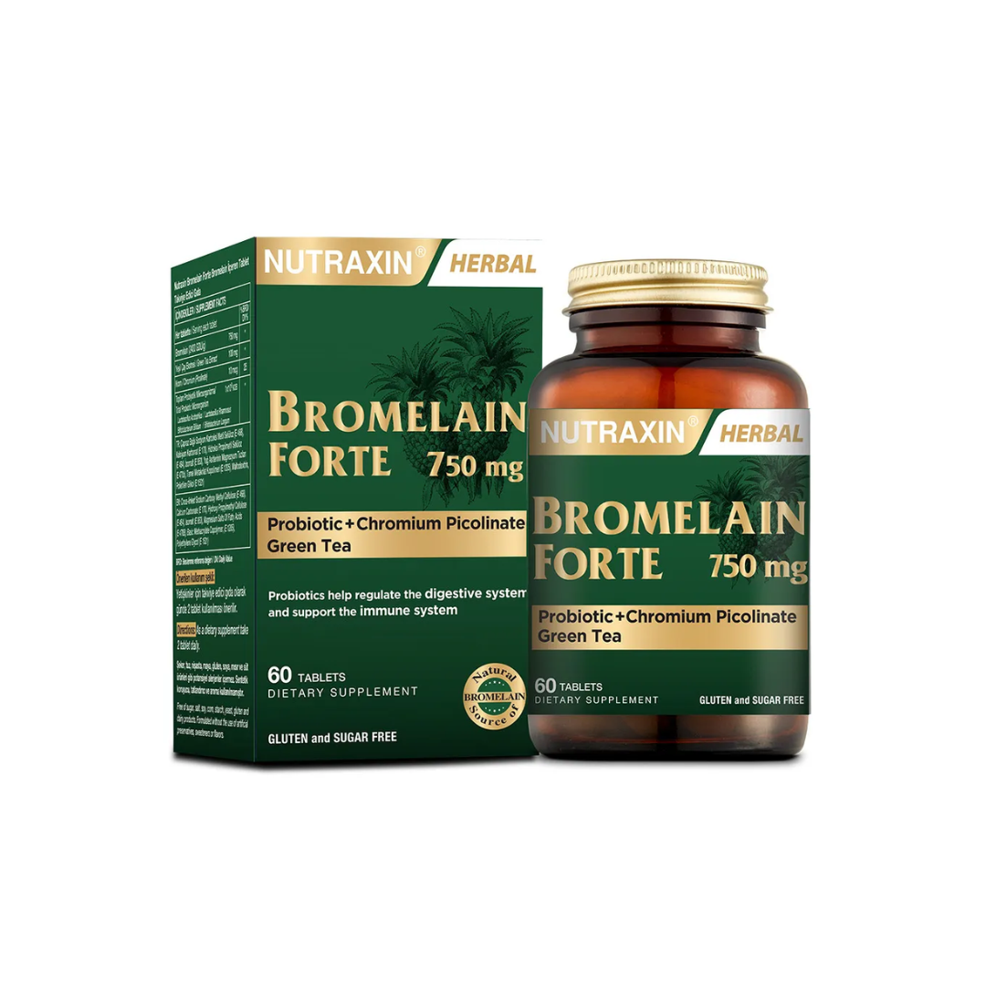Nutraxin Herbal Bromelain Forte Takviye Edici Gıda 60 Tablet