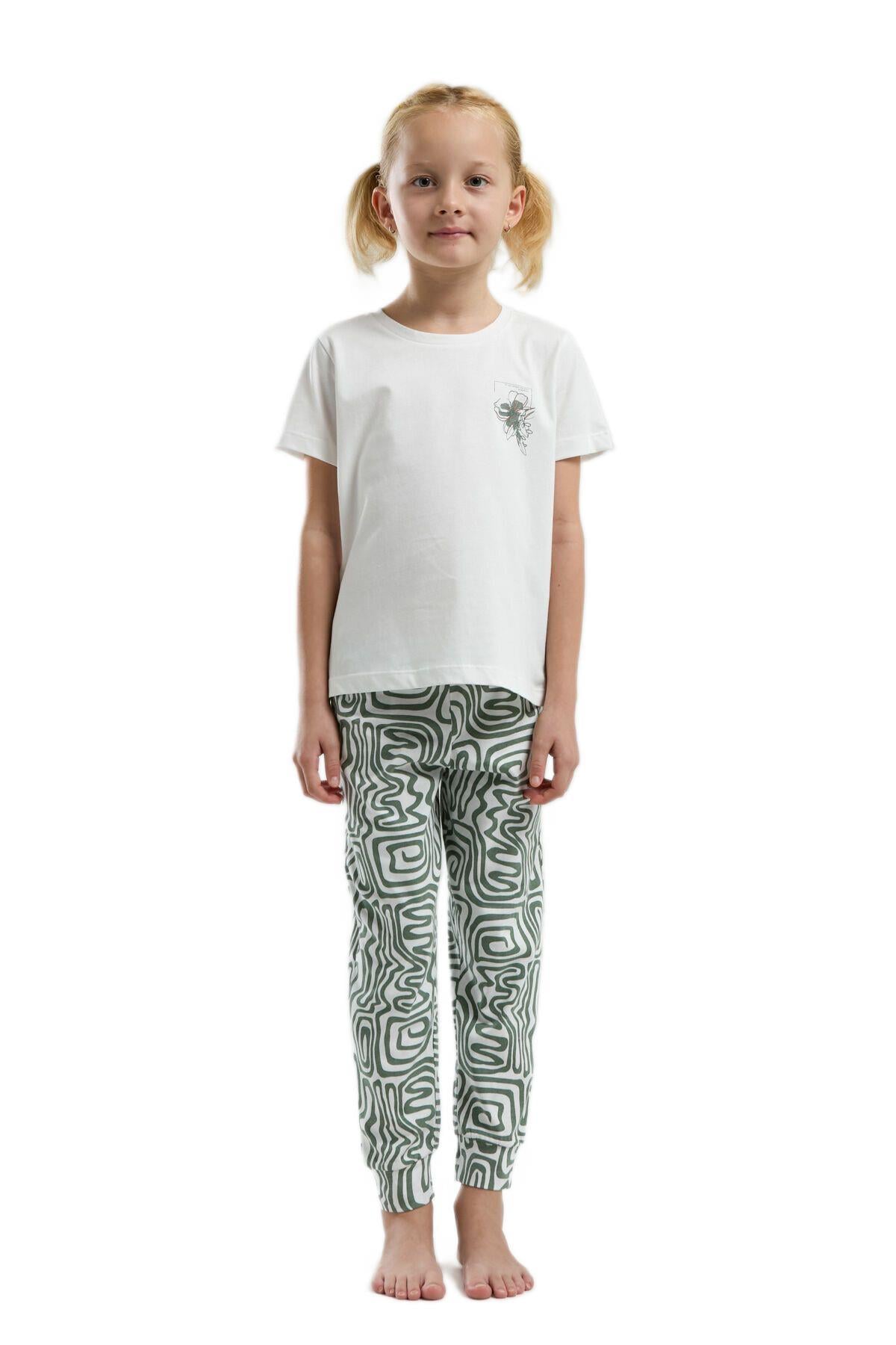 Arnetta Kız Çocuk Beyaz Pijama Takım 3303-2