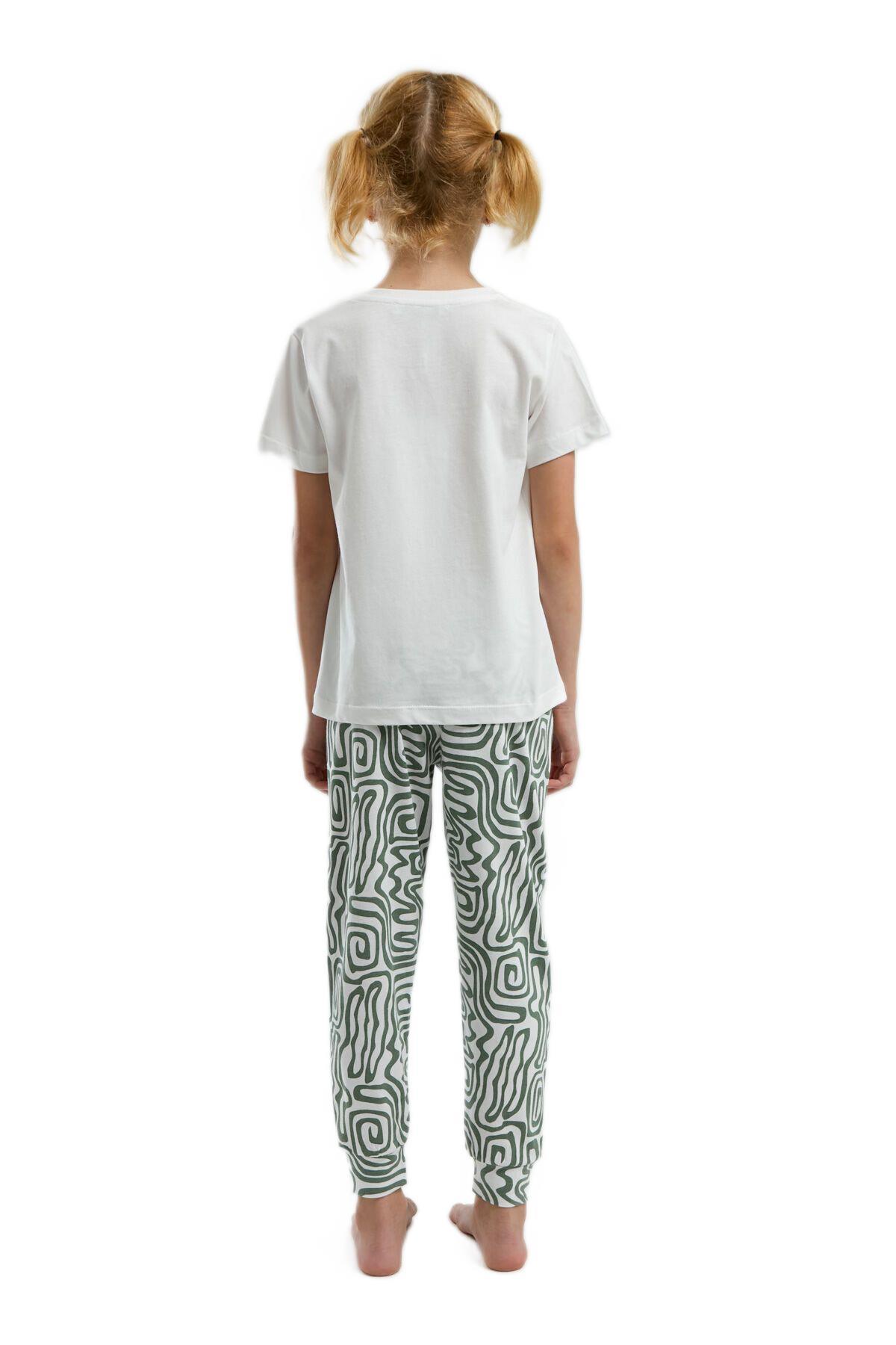 Arnetta Kız Çocuk Beyaz Pijama Takım 3303-G