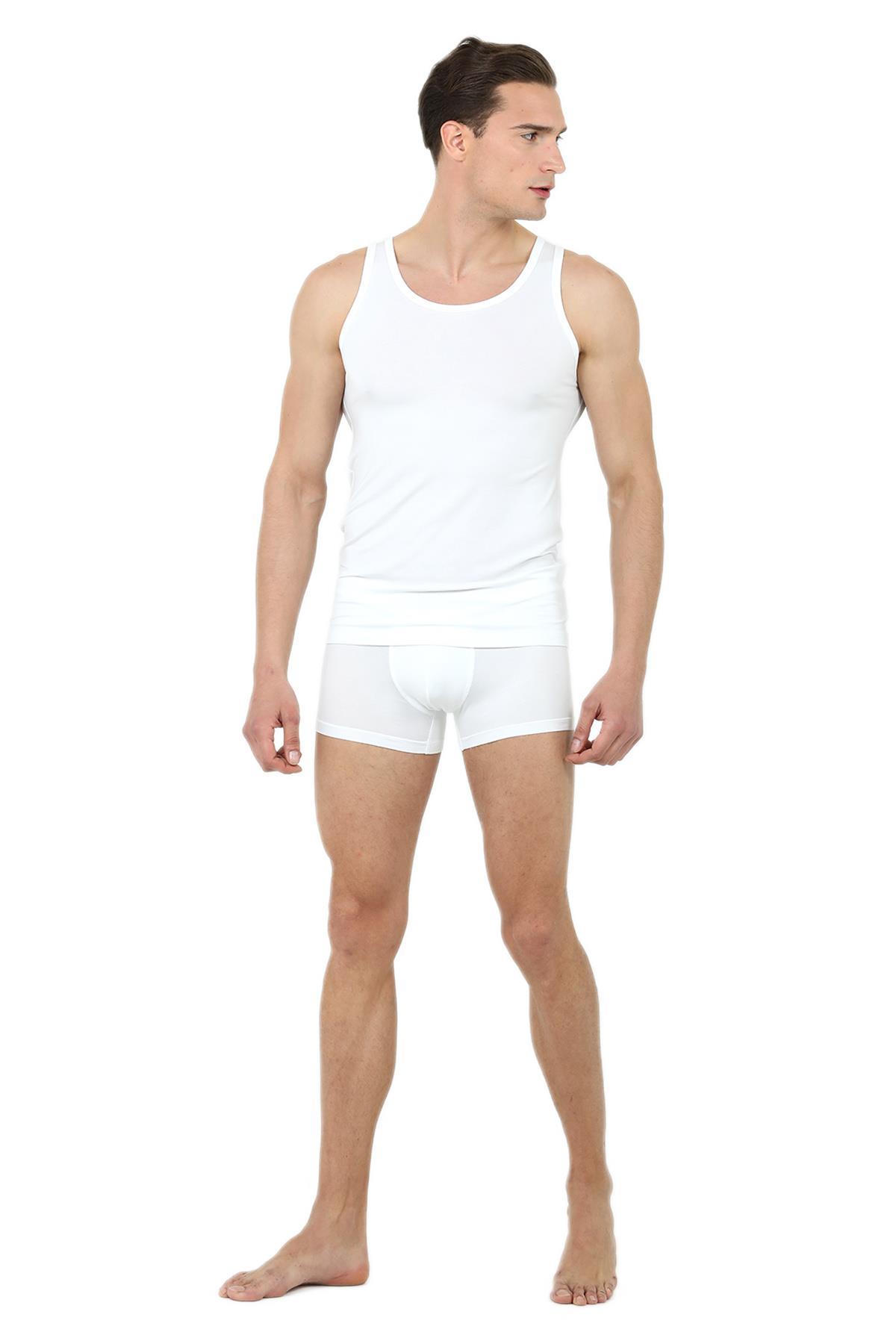 Ds Damat Erkek Beyaz Modal Atlet Boxer Set 220301
