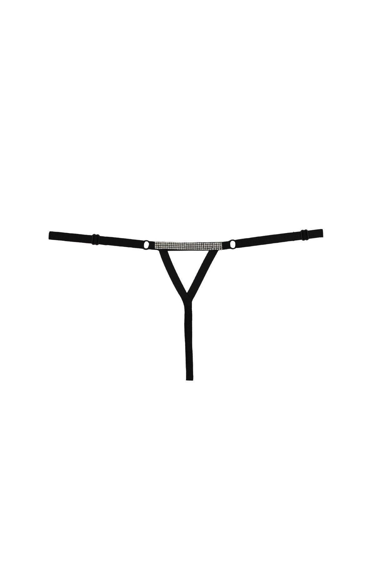 Magic Form One Size Taşlı String Siyah Külot 369