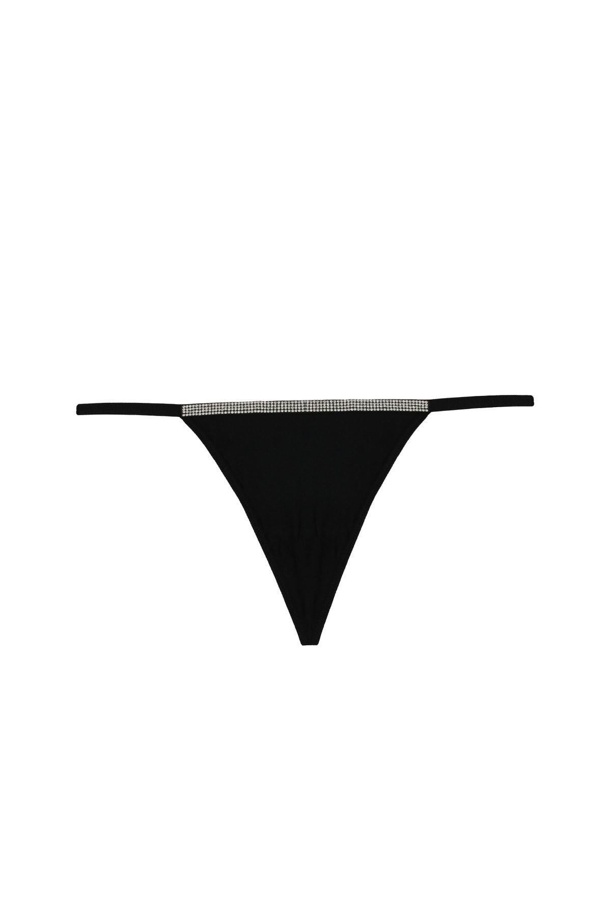 Magic Form One Size Taşlı String Siyah Külot 369