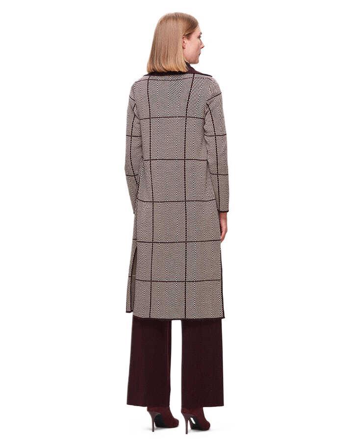Miss Dalida Bordo Zigzag Desenli Uzun Hırka T25K-9001