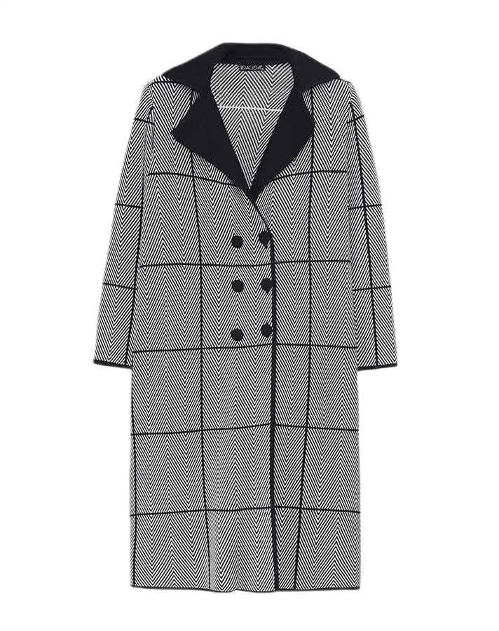 Miss Dalida Siyah Zigzag Desenli Uzun Hırka T25K-9001
