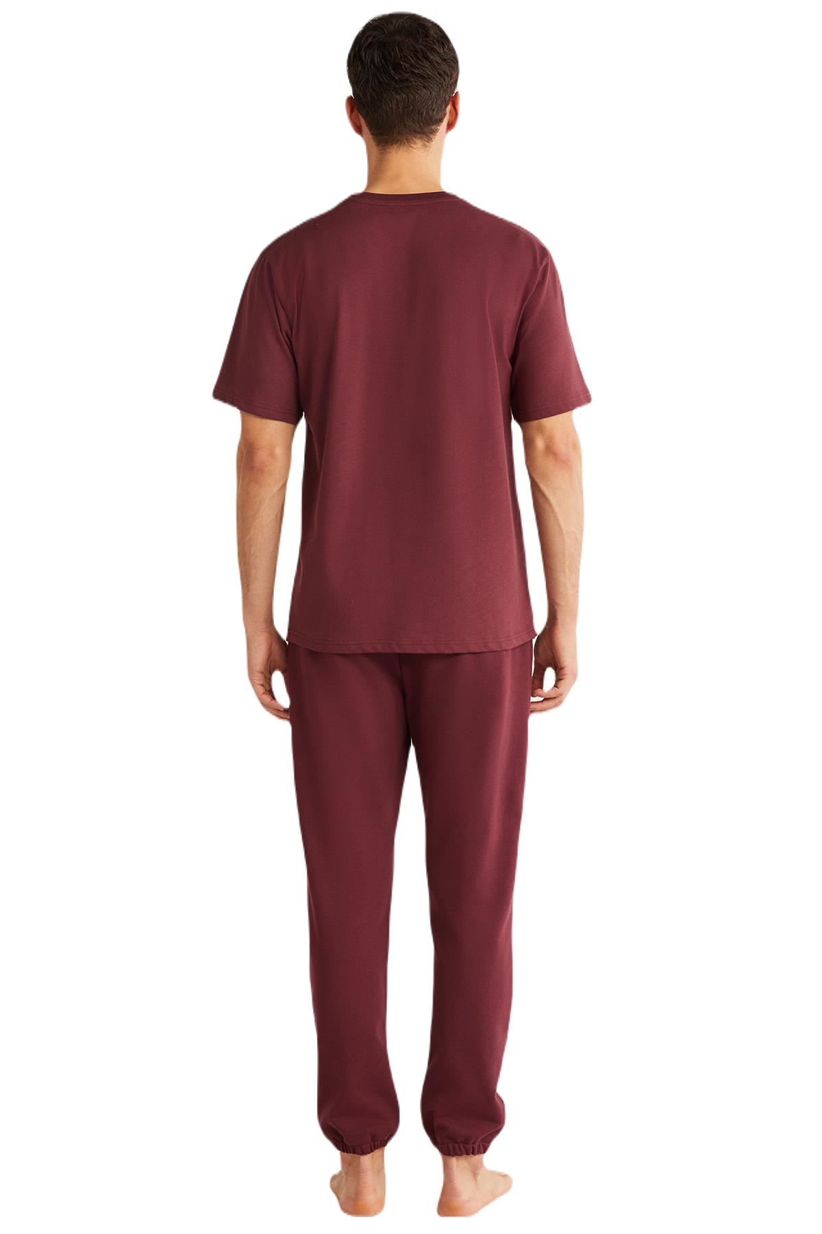 Nautica Erkek Bordo T-Shirt %100 Pamuk