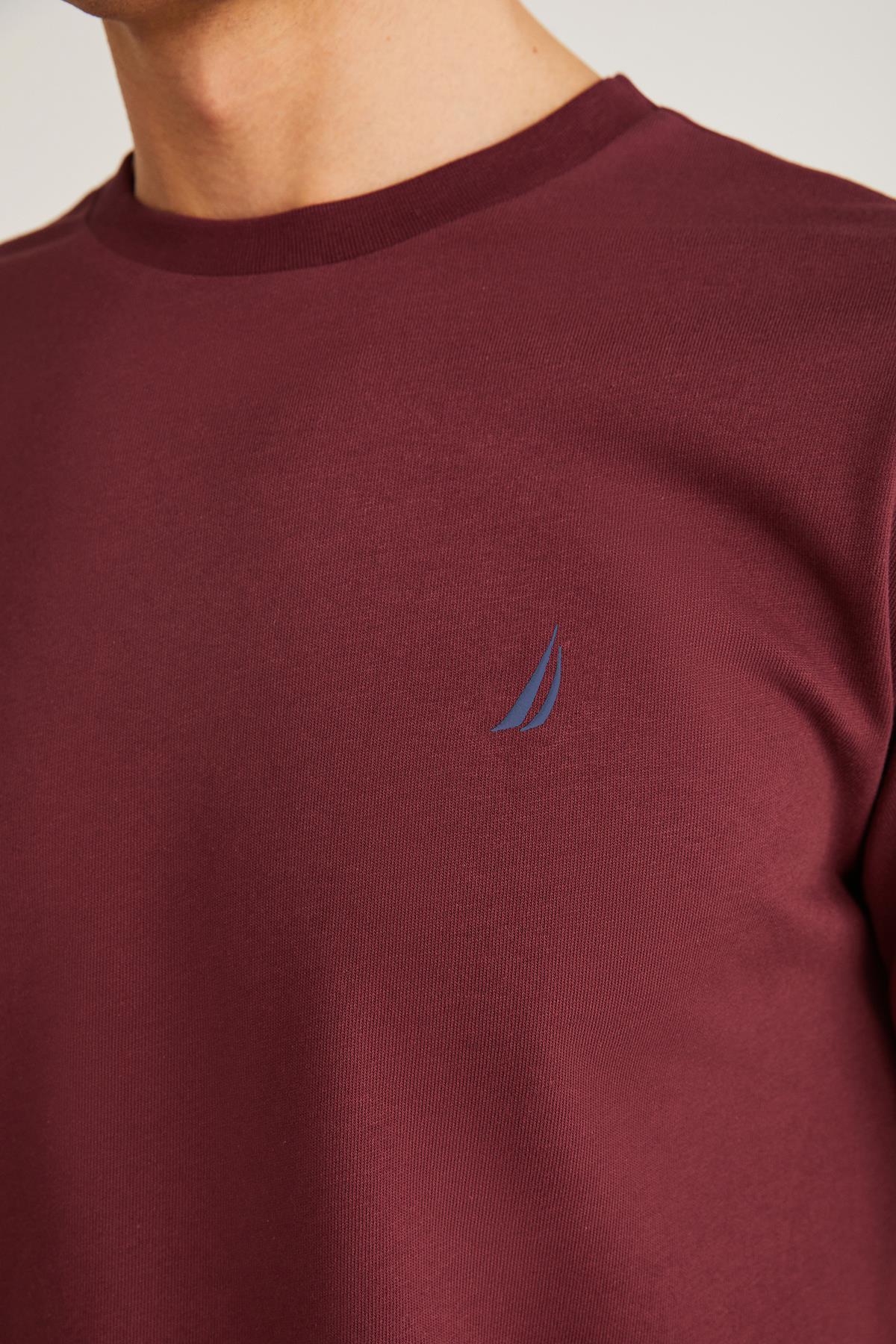 Nautica Erkek Bordo T-Shirt %100 Pamuk