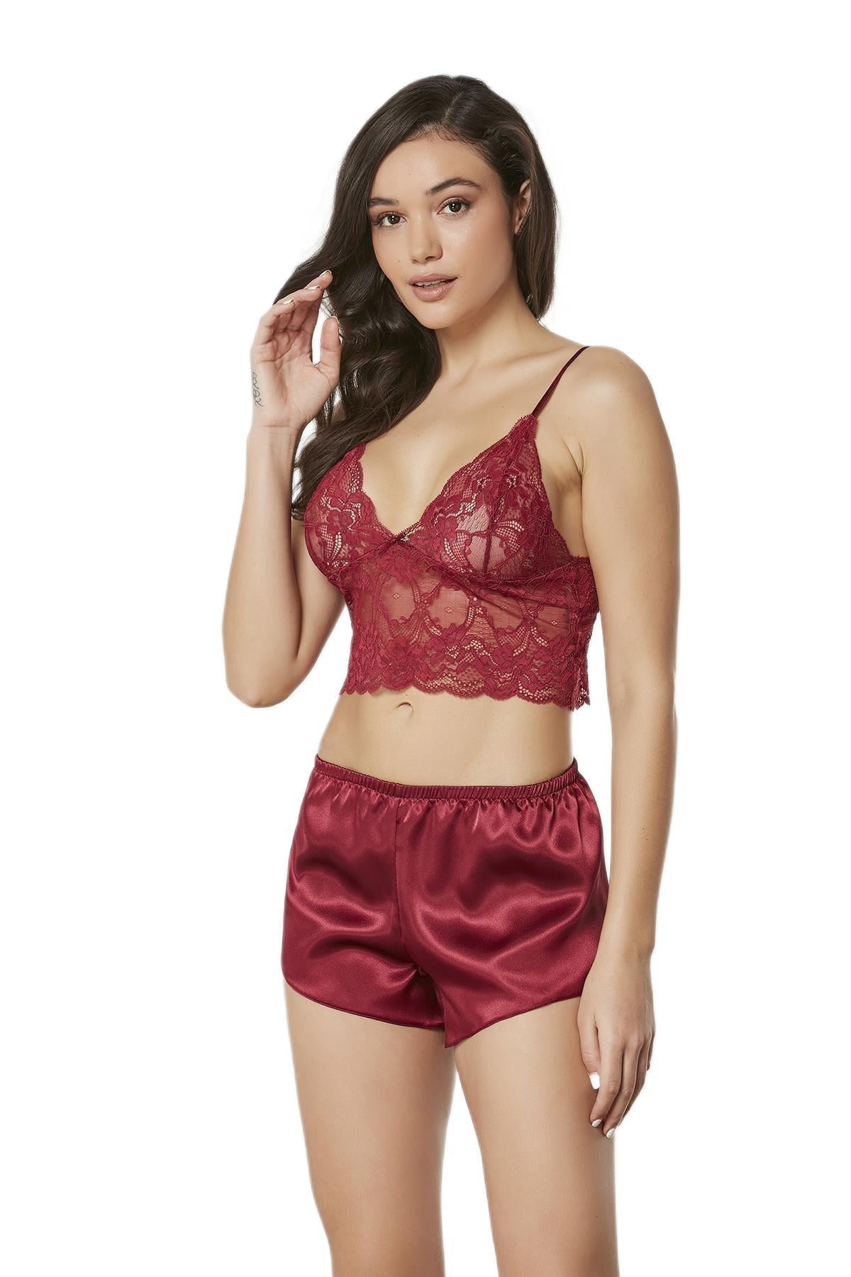Pierre Cardin Kadın Bordo Saten Dörtlü Çeyiz Seti 7005