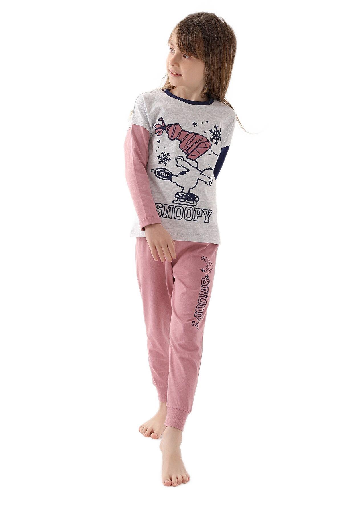 Snoopy Kız Çocuk Karmelanj Pijama Takımı 1615 