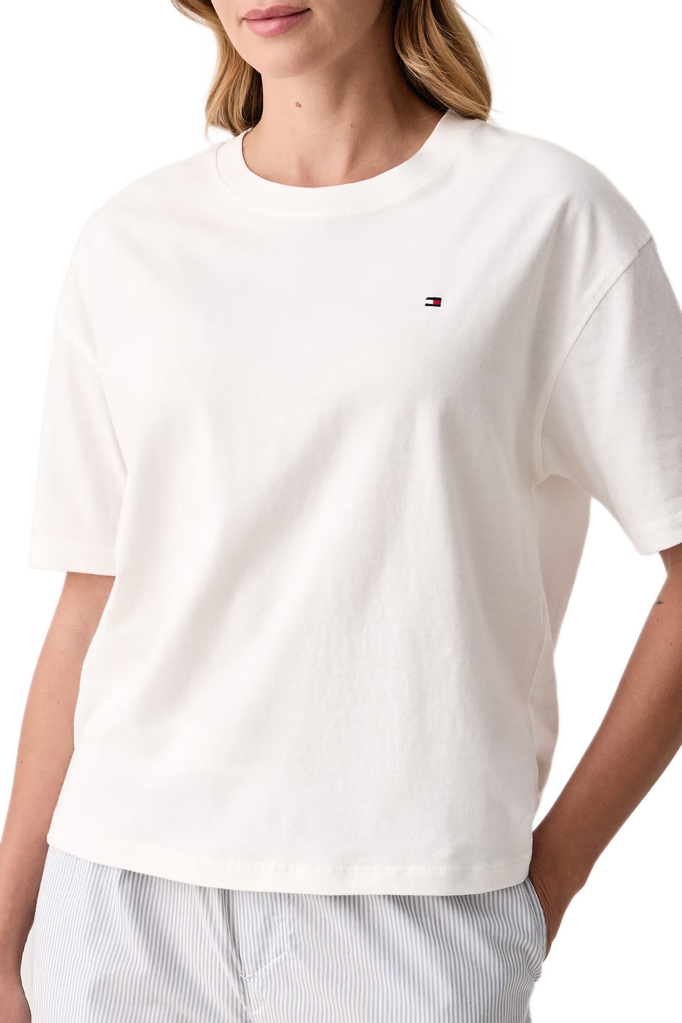 Tommy Hilfiger Kadın Beyaz T-Shirt UW0UW06592 