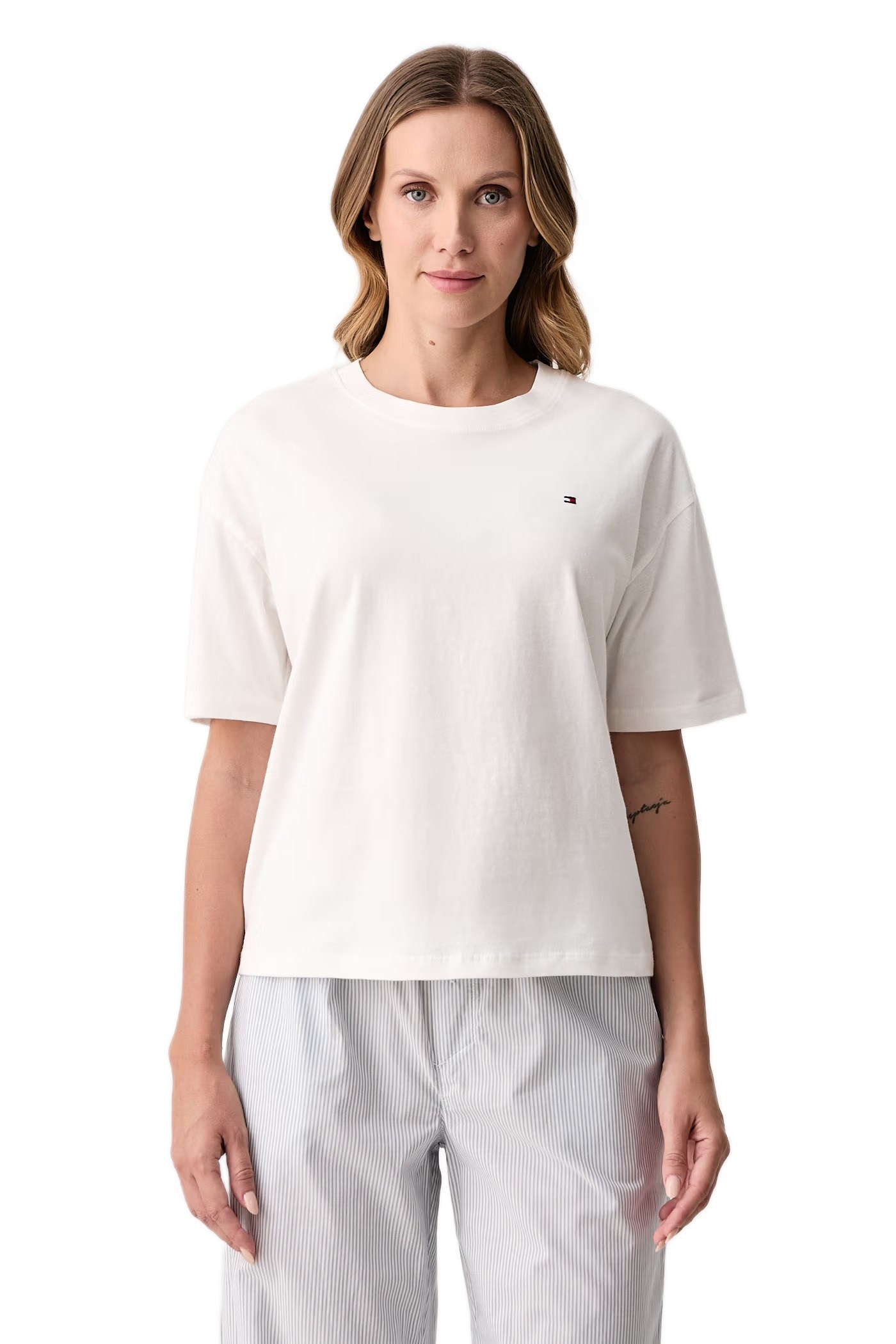 Tommy Hilfiger Kadın Beyaz T-Shirt UW0UW06592 