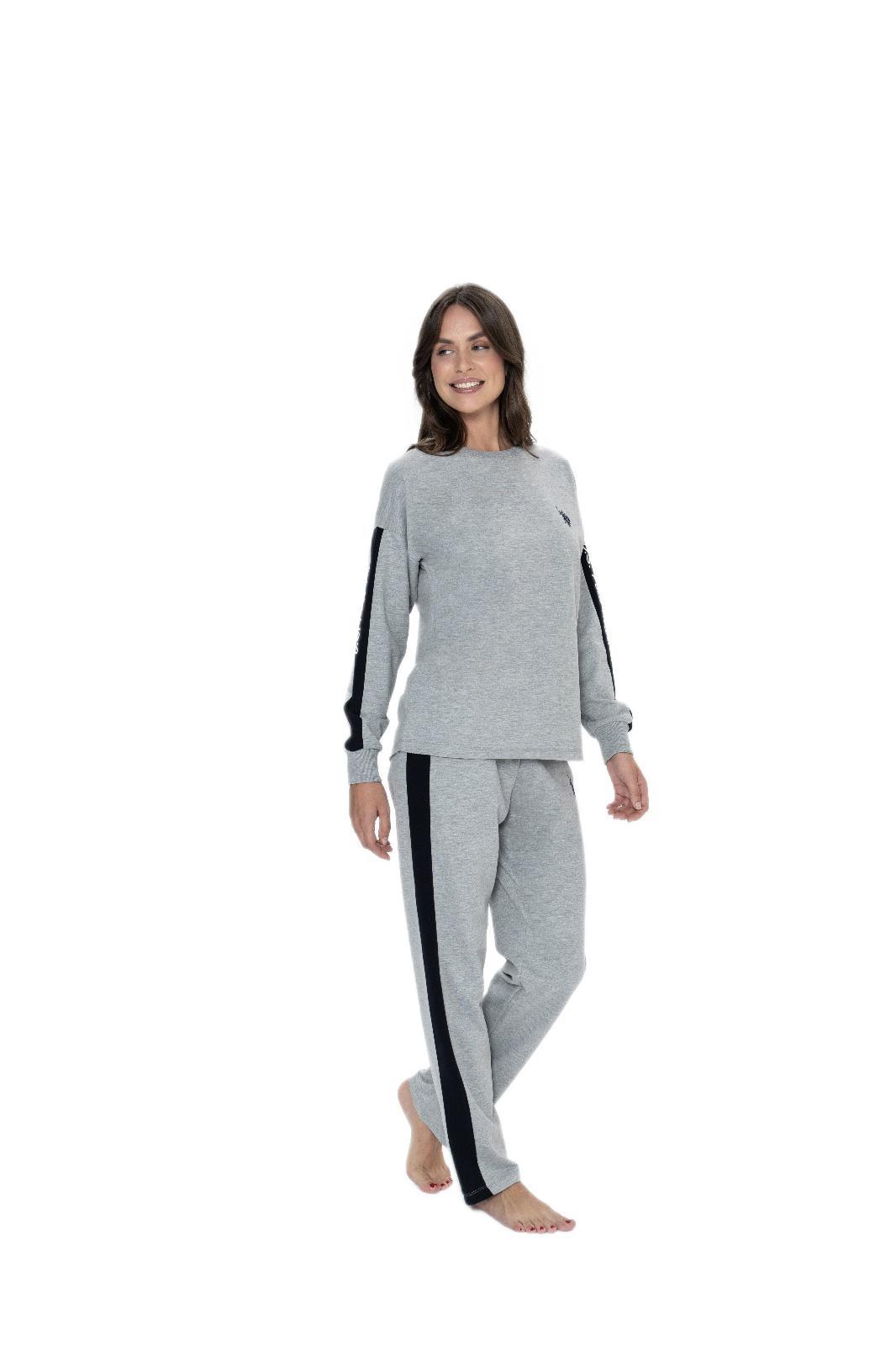 U.S. Polo Assn. Kadın Gri Melanj Pijama Takım 17076 