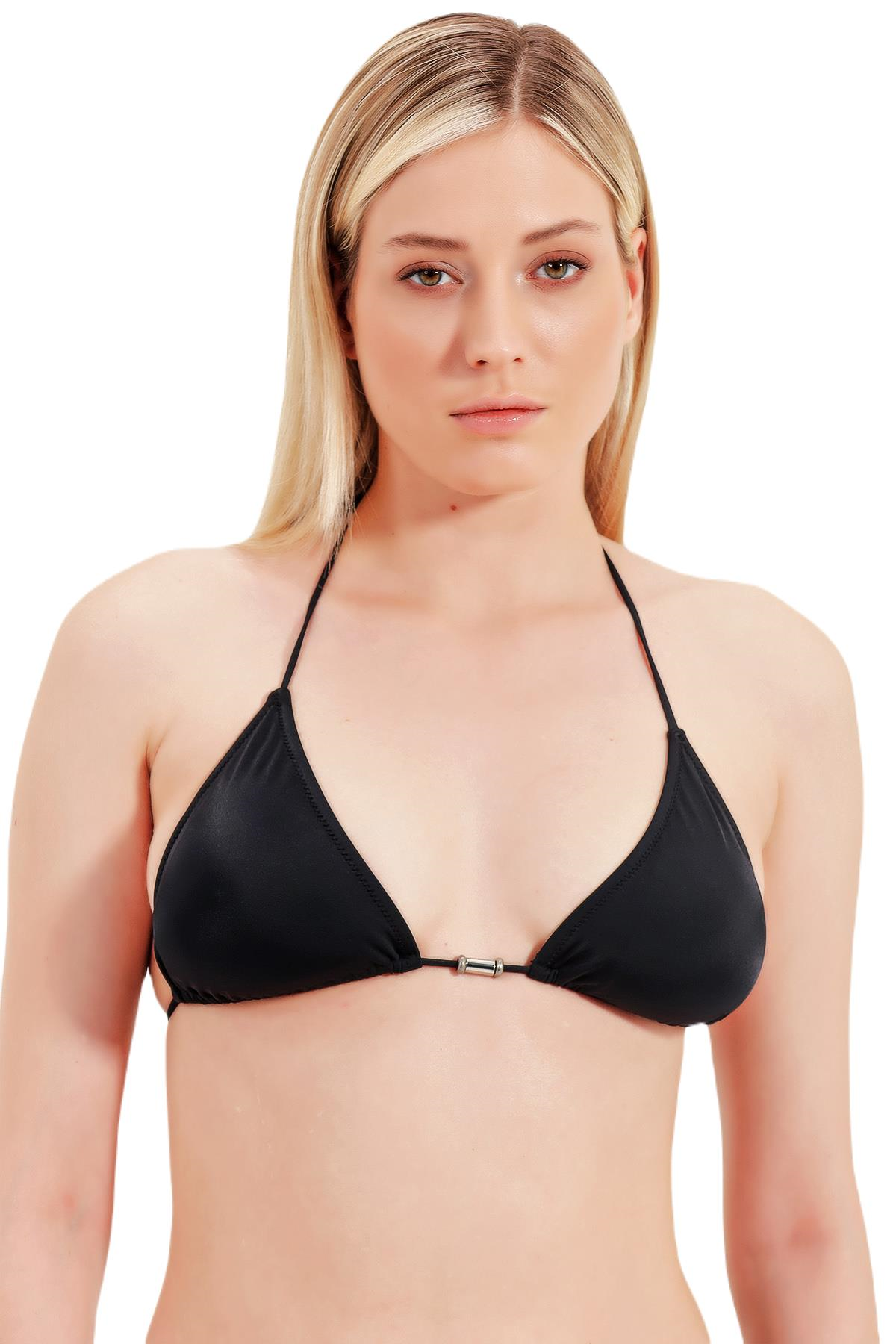 Zeki Üçgen Siyah Bikini Üst 