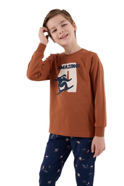 Arnetta Erkek Çocuk Kahve Pijama Takımı 3516-G 