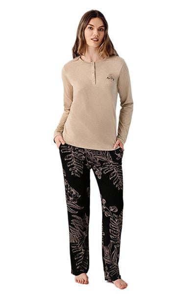 Arnetta Kadın Vizon Battal Beden Pijama Takımı 3439-X 