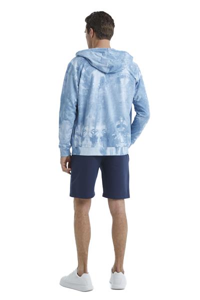 Blackspade Erkek Mavi Fermuarlı Kapüşonlu Sweatshirt 40504 