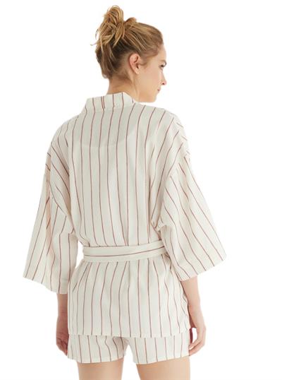 Blackspade Kadın Bordo Çizgili Kimono 60557 