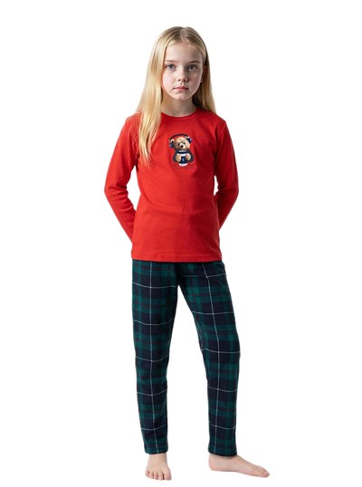 Blackspade Kız Çocuk Kırmızı Polar Uzun Pijama Takımı 52273 