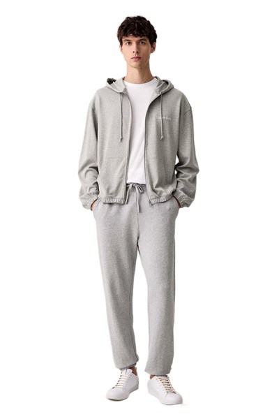 Calvin Klein Erkek Gri Kapüşonlu Sweatshirt LV00NM3073