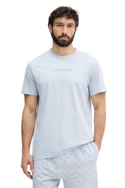 Calvin Klein Erkek Mavi Kısa Kollu Şortlu Pijama Takımı LV00NM2900 