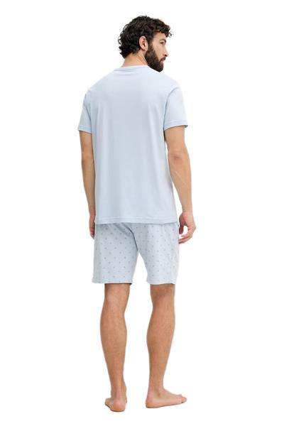 Calvin Klein Erkek Mavi Kısa Kollu Şortlu Pijama Takımı LV00NM2900 