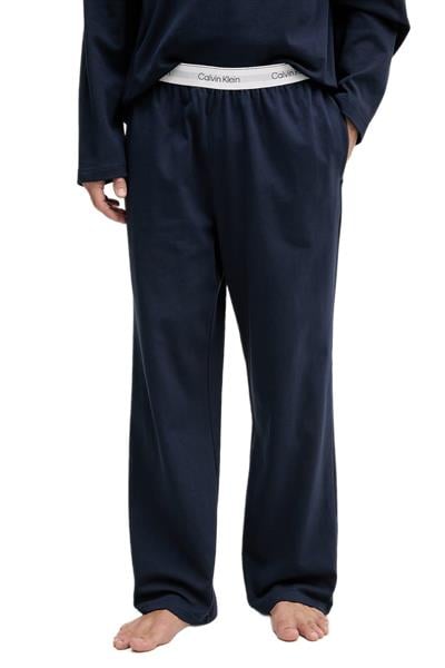 Calvin Klein Erkek Mavi Uzun Kollu Tişört Pantolon Pijama Takımı LV00NM2950