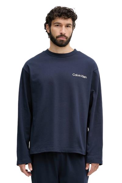 Calvin Klein Erkek Mavi Uzun Kollu Tişört Pantolon Pijama Takımı LV00NM2950