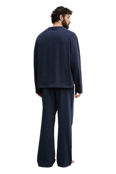 Calvin Klein Erkek Mavi Uzun Kollu Tişört Pantolon Pijama Takımı LV00NM2950