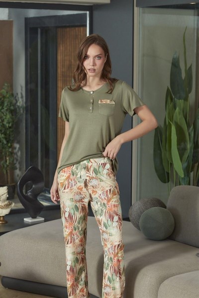 Cossy by Aqua Kadın Haki Pijama Takımı 26593