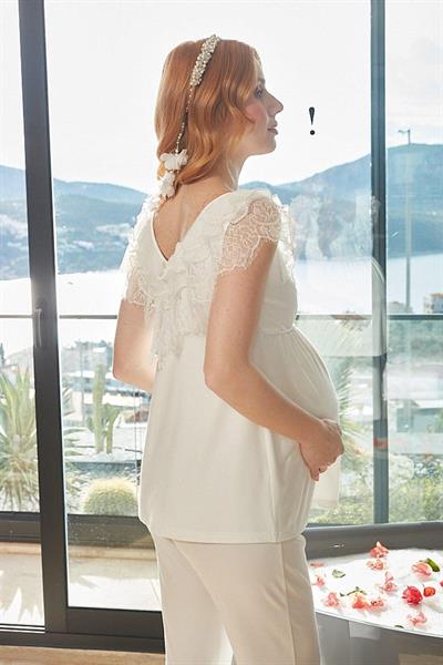 Cossy By Aqua Kadın Krem Lohusa Pijama Takımı 26617