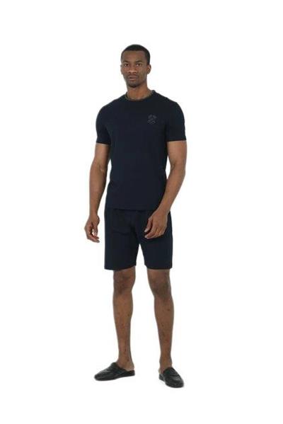 Ds Damat Erkek Lacivert Bisiklet Yaka 4lü Pijama Takım