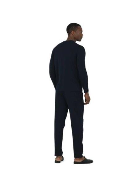 Ds Damat Erkek Lacivert Bisiklet Yaka 4lü Pijama Takım