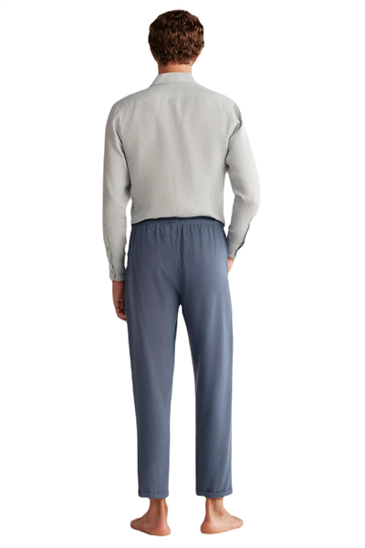 First Touch Erkek İndigo Keten Pantolon