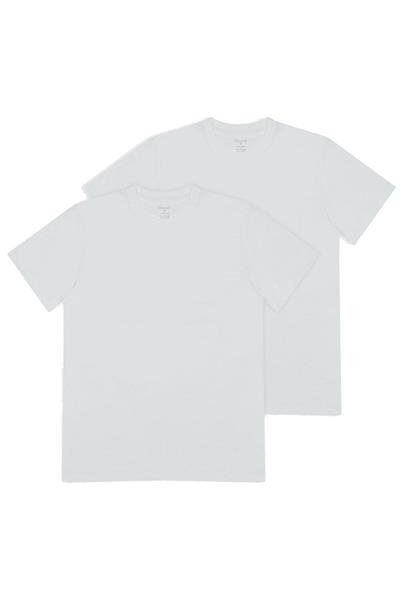 Kom Eduardo Bisiklet Yaka 2li Erkek Beyaz Tshirt