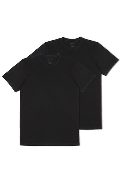 Kom Eduardo Bisiklet Yaka 2li Erkek Siyah Tshirt