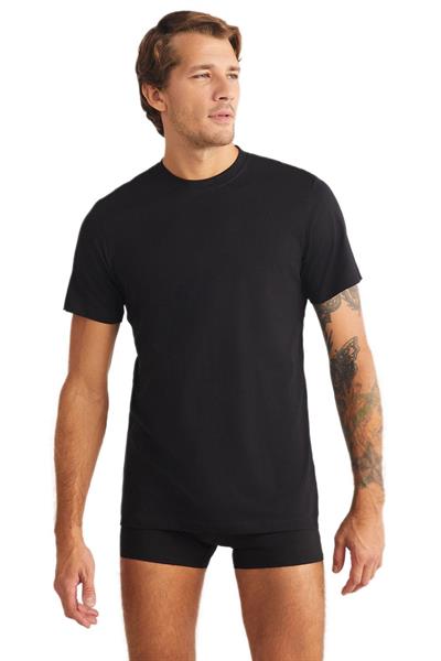 Kom Eduardo Bisiklet Yaka 2li Erkek Siyah Tshirt