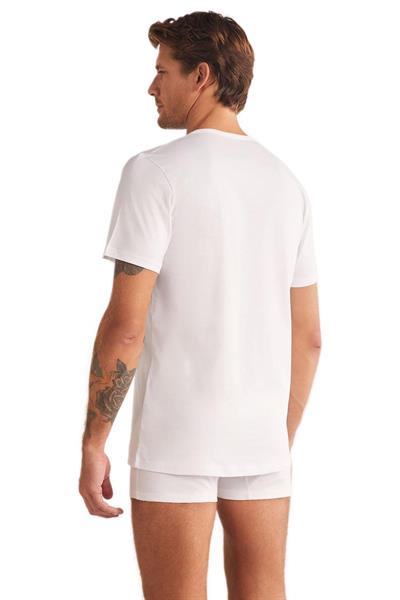 Kom Enrico V Yaka Pamuk 2li Erkek Beyaz Tshirt