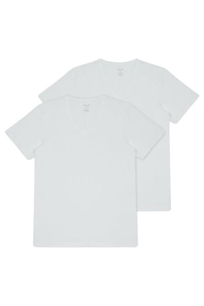 Kom Enrico V Yaka Pamuk 2li Erkek Beyaz Tshirt