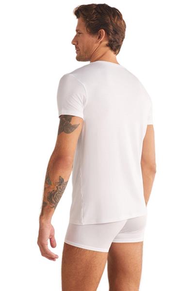 Kom Enzo Bisiklet Yaka Modal Erkek Beyaz Tshirt 