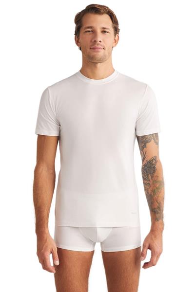 Kom James Bisiklet Yaka 2li Erkek Beyaz Tshirt