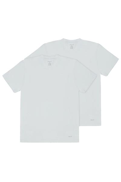 Kom James Bisiklet Yaka 2li Erkek Beyaz Tshirt