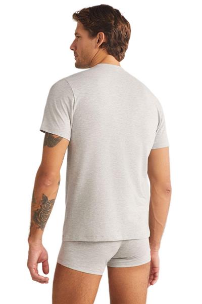 Kom James Bisiklet Yaka 2li Erkek Gri Tshirt