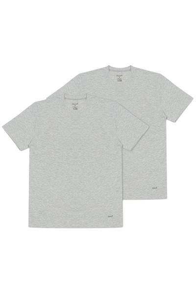 Kom James Bisiklet Yaka 2li Erkek Gri Tshirt