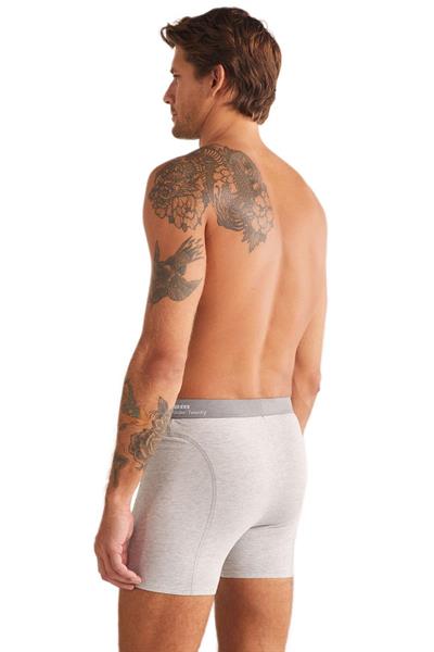 Kom Long Çift Düğmeli Uzun Erkek Gri Boxer