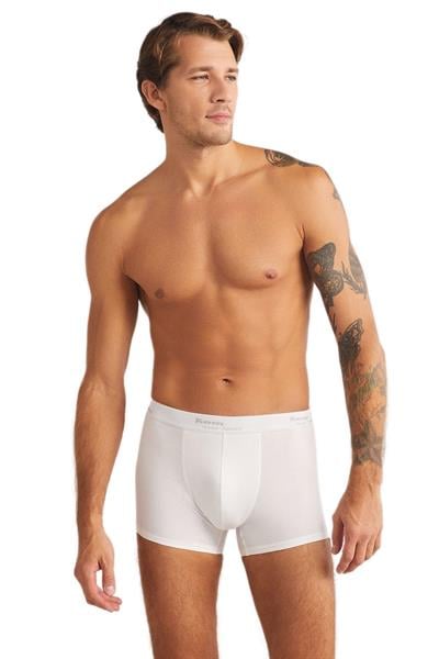 Kom Tight Pamuklu 2li Erkek Beyaz Boxer