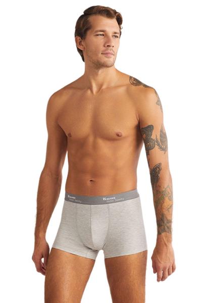 Kom Tight Pamuklu 2li Erkek Gri Boxer