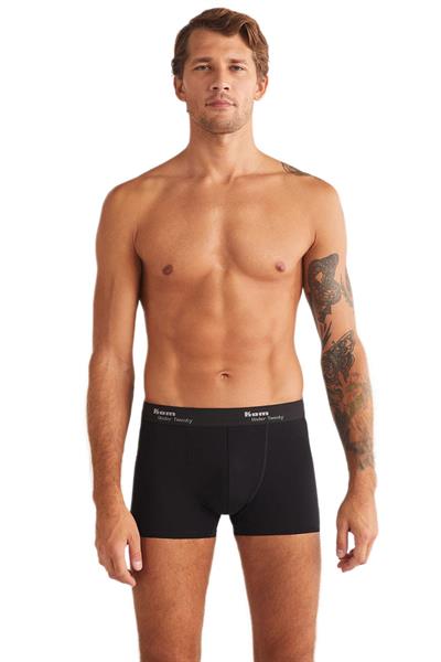 Kom Tight Pamuklu 2li Erkek Siyah Boxer