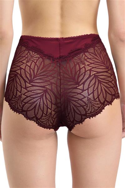 Magic Form Yüksek Bel Dantelli Bordo Külot 586