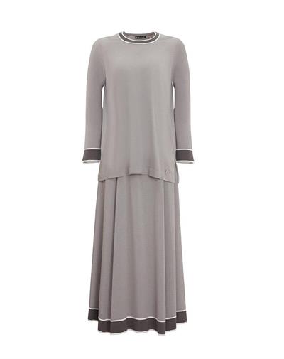 Miss Dalida Gri Yakası ve Bileği Renkli Tunik T25Y-6028