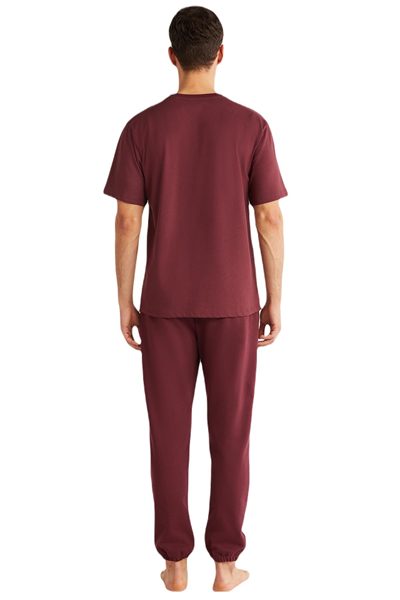 Nautica Erkek Bordo T-Shirt %100 Pamuk