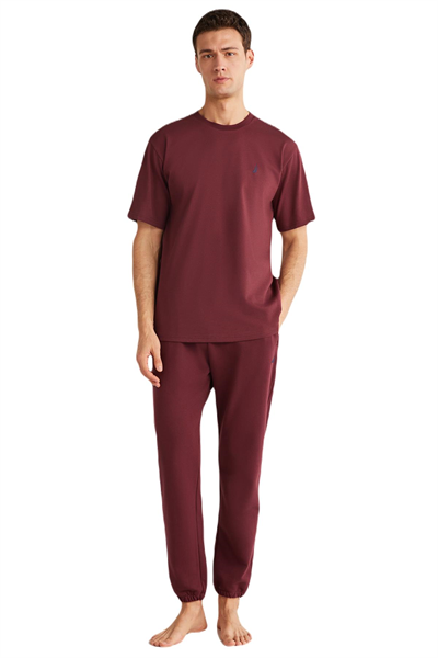 Nautica Erkek Bordo T-Shirt %100 Pamuk